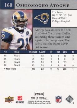 2009 Upper Deck #180 O.J. Atogwe Back