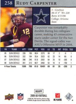 2009 Upper Deck #258 Rudy Carpenter Back