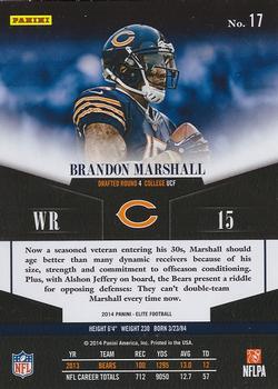 2014 Panini Elite #17 Brandon Marshall Back