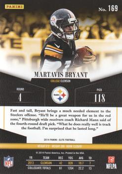 2014 Panini Elite #169 Martavis Bryant Back