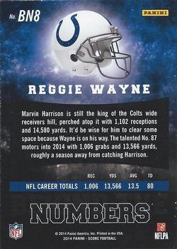2014 Score - Behind the Numbers Blue #BN8 Reggie Wayne Back