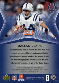 2007 Upper Deck Super Bowl XLI Box Set #6 Dallas Clark Back