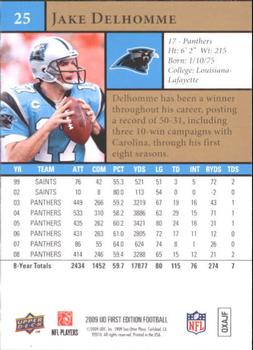 2009 Upper Deck First Edition #25 Jake Delhomme Back