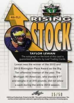 2014 Leaf Valiant - Rising Stock Orange #RSTL1 Taylor Lewan Back