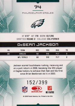 2009 Donruss Limited #74 DeSean Jackson Back