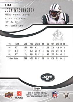 2009 SP Signature #184 Leon Washington Back