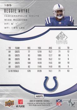 2009 SP Signature #185 Reggie Wayne Back