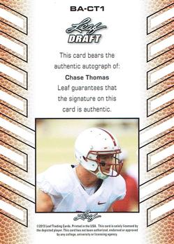 2013 Leaf Draft - Autographs #BA-CT1 Chase Thomas Back