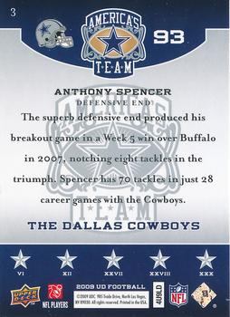 2009 Upper Deck America's Team #3 Anthony Spencer Back