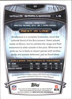2014 Bowman - Rookies Blue #94 Yawin Smallwood Back
