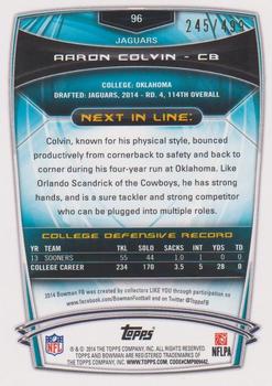 2014 Bowman - Rookies Blue #96 Aaron Colvin Back