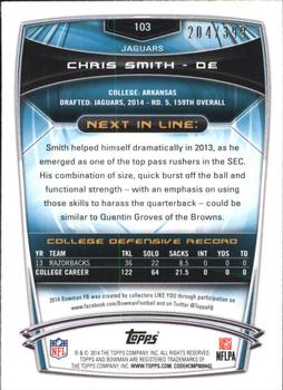 2014 Bowman - Rookies Gold #103 Chris Smith Back