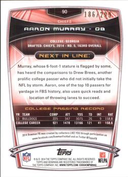 2014 Bowman - Rookies Orange #90 Aaron Murray Back