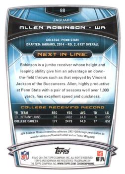 2014 Bowman - Rookies Rainbow Black #88 Allen Robinson Back