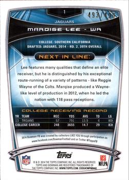 2014 Bowman - Rookies Rainbow Blue #1 Marqise Lee Back