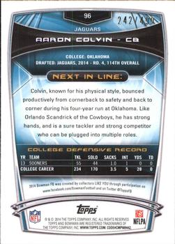 2014 Bowman - Rookies Rainbow Blue #96 Aaron Colvin Back