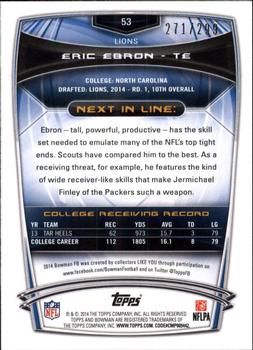 2014 Bowman - Rookies Rainbow Orange #53 Eric Ebron Back