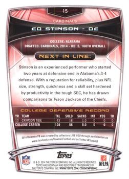 2014 Bowman - Rookies Rainbow Purple #15 Ed Stinson Back