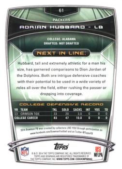 2014 Bowman - Rookies Rainbow Purple #61 Adrian Hubbard Back