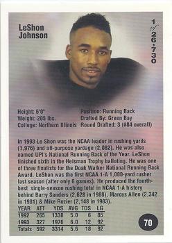 1994 Superior Rookies #70 LeShon Johnson Back