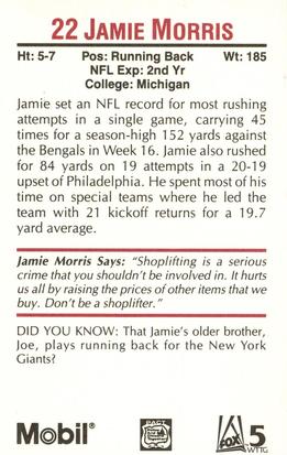 1989 Washington Redskins Police #NNO Jamie Morris Back