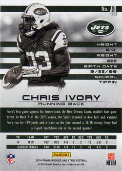 2014 Panini Rookies & Stars #40 Chris Ivory Back