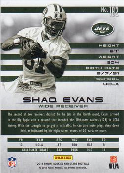 2014 Panini Rookies & Stars #182 Shaquelle Evans Back