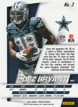 2014 Panini Prizm #3 Dez Bryant Back