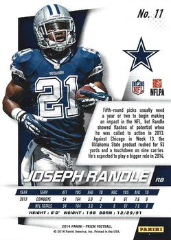 2014 Panini Prizm #11 Joseph Randle Back