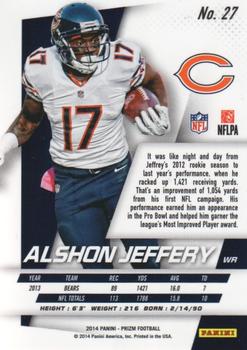 2014 Panini Prizm #27 Alshon Jeffery Back