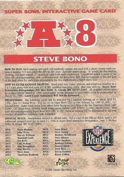 1996 Classic NFL Experience - Super Bowl Game #A8 Steve Bono Back