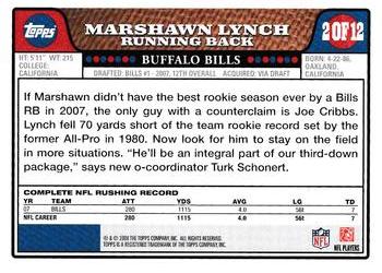 2008 Topps Buffalo Bills #2 Marshawn Lynch Back