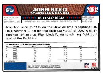 2008 Topps Buffalo Bills #7 Josh Reed Back
