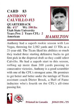 1995 JOGO #83 Anthony Calvillo Back