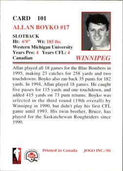 1996 JOGO #101 Allan Boyko Back