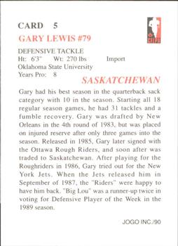 1990 JOGO #5 Gary Lewis Back