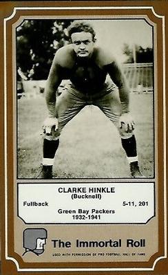 1975 Fleer Football Patches - Immortal Roll #10 Clarke Hinkle Front