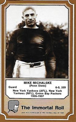 1975 Fleer Football Patches - Immortal Roll #56 Mike Michalske Front