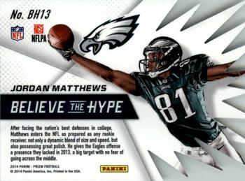 2014 Panini Prizm - Believe The Hype #BH13 Jordan Matthews Back