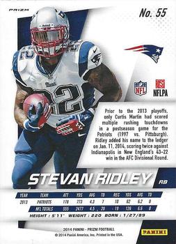 2014 Panini Prizm - Orange Prizm #55 Stevan Ridley Back