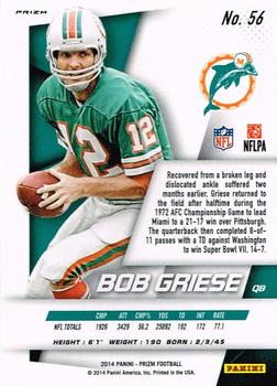 2014 Panini Prizm - Orange Prizm #56 Bob Griese Back