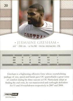 2010 Press Pass PE #20 Jermaine Gresham  Back