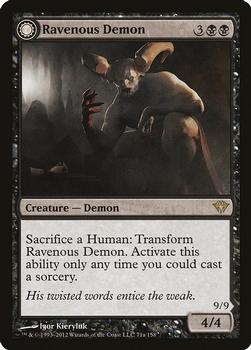 2012 Magic the Gathering Dark Ascension #71 Ravenous Demon / Archdemon of Greed Front