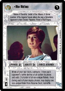 1999 Decipher Star Wars CCG Endor #NNO Mon Mothma Front