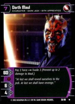 2002 Wizards of the Coast Star Wars Sith Rising TCG #36 Darth Maul Front