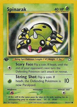 2000 Pokemon Neo Genesis 1st Edition #75/111 Spinarak Front