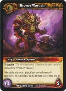 2011 Cryptozoic World of Warcraft War of the Elements #166 Bronze Warden Front