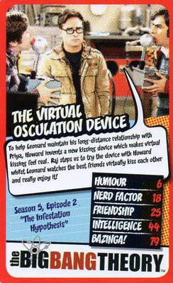 2016 Top Trumps The Big Bang Theory 30 Top Moments #NNO The Virtual Osculation Device Front