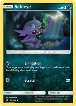 2017 Pokemon Sun & Moon Guardians Rising #80/145 Sableye Front