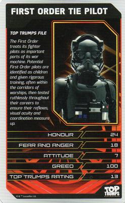 2017 Top Trumps Star Wars The Last Jedi #NNO First Order TIE Pilot Front